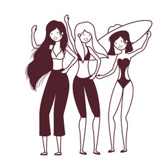 silhouette of women with swimsuit on white background