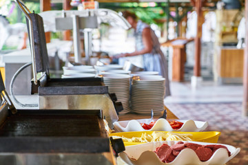 Catering services with snacks in restaurant