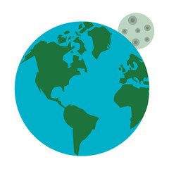 Earth world and moon milkyway space isolated cartoon