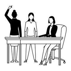 business people avatars cartoon character in black and white