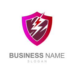 logo shield with lightning and simple display, logo ready to use