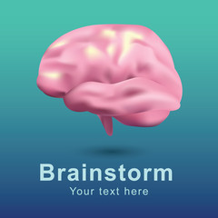 Brainstorm 3d human brain colorful vector illustration. 