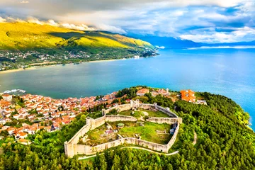 Papier Peint photo Europe du nord Samuels Fortress at Ohrid in North Macedonia