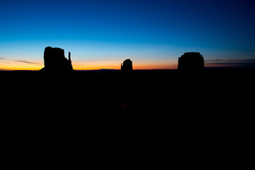The dawn sky in Monument Valley