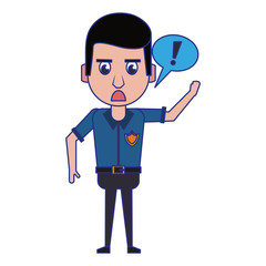 policeman working avatar cartoon character blue lines