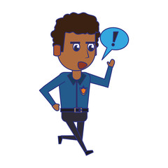 policeman working avatar cartoon character blue lines