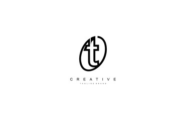 letter T stylish concept rounded oval shape linear logotype