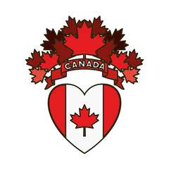 Maple leaf flag heart and canada symbol design