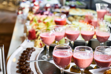Catering services with snacks in restaurant