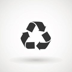recycle arrows symbol icon. Recyclable Badge. Recycling sign. Black flat design. Vector Illustration.