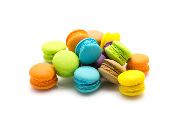 Sweet colourful  macaroons isolated on white