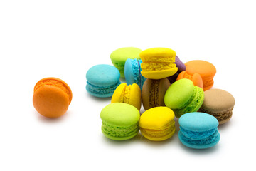 Sweet colourful  macaroons isolated on white