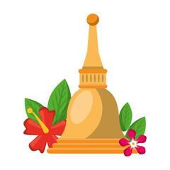 Ugadi bell with flowers cartoon
