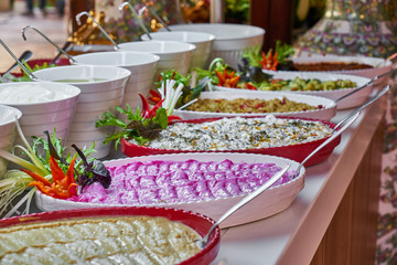 Catering buffet food in luxury restaurant