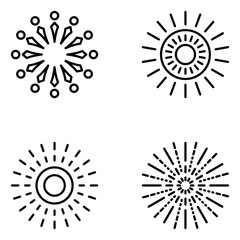 Fireworks Vector Line Icon Set