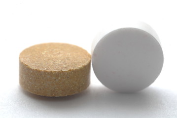 pills on white background