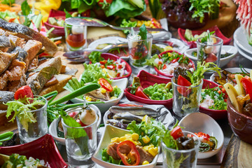 Catering buffet food in luxury restaurant