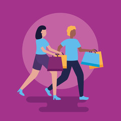 people shopping bags