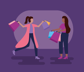 people shopping bags