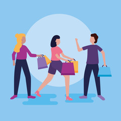 Obraz premium people shopping bags