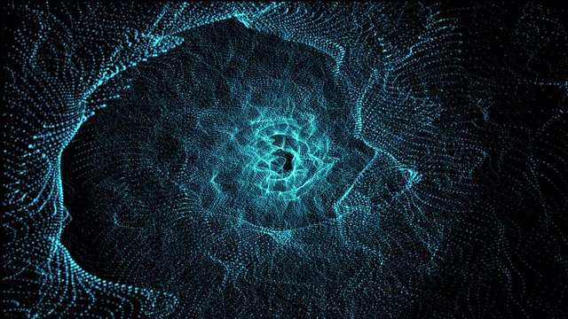 Particles Flower made up of Glowing Particles Abstract motion particle background for galaxy design with bright flare for logo transition