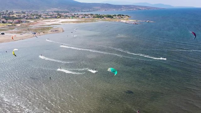 Aerial view of amazing kiteboarding spot.