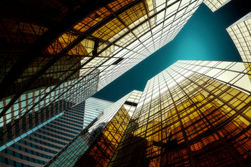 Fototapeta premium Hong Kong - city of glass, architectural lines in abstract style