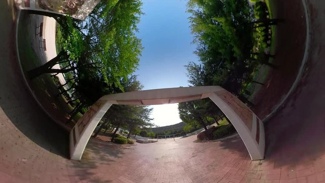 Ansan, South Korea - 12 June 2019 Ansan Danwon Sculpture Park edited by Gopro Fusion 360 Little Planet view.