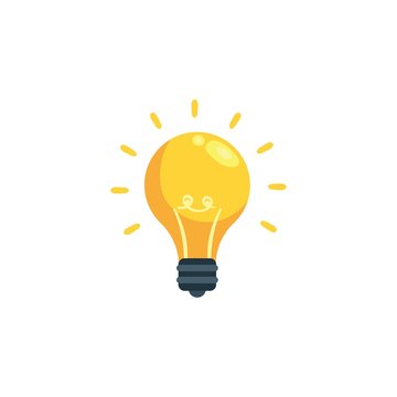 Yellow Light Bulb Icon Isolated On White