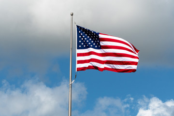 The American flag fluttering proudly in the wind