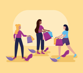 people shopping bags