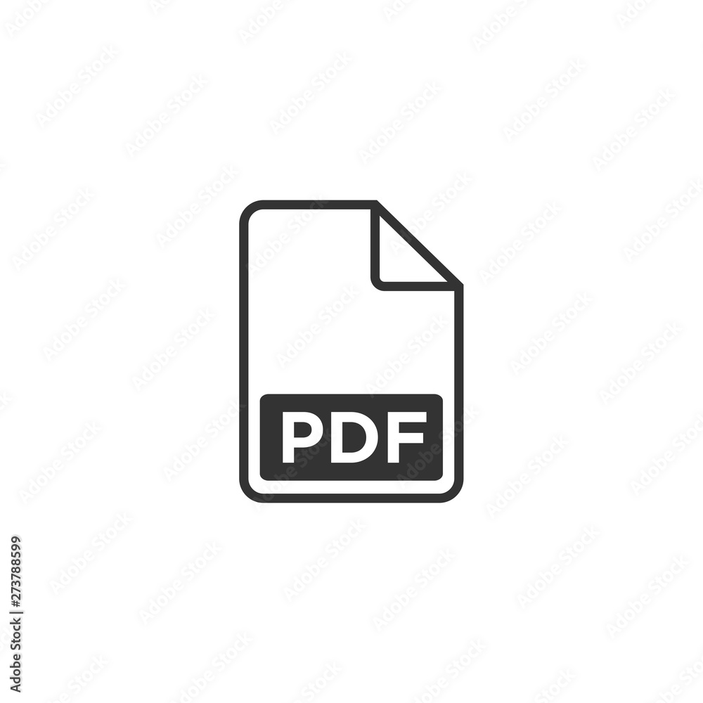 Leinwandbilder PDF icon black color editable. PDF symbol Flat vector sign isolated on white background. Simple vector illustration for graphic and web design.