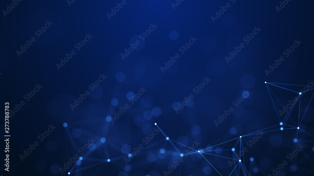 Fototapete abstract plexus geometrical shapes. connection concept. digital, communication and technology networ