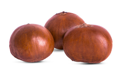 Chestnuts isolated on white background