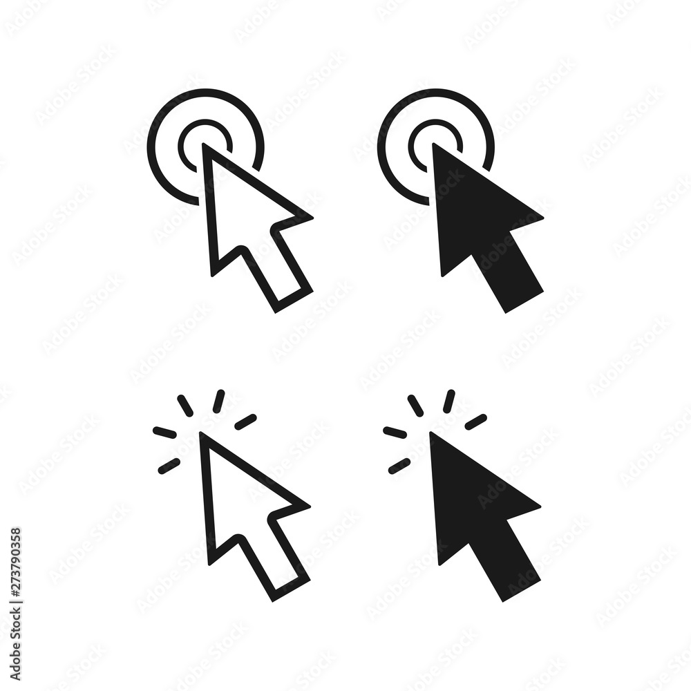 Poster cursor icons click set vector for web design