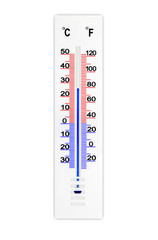 Meteorology thermometer isolated on white background. Air temperature degrees celsius