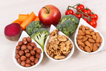 Healthy food for brain power and good memory, nutritious eating containing natural minerals