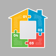 House made of 4 pieces jigsaw puzzles infographic.