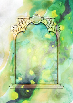 Abstract surreal watercolor backdrop. Beautiful painted hand drawn art images for backgrounds and banners