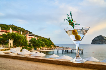 Tasty alcoholic beverage in a hotel