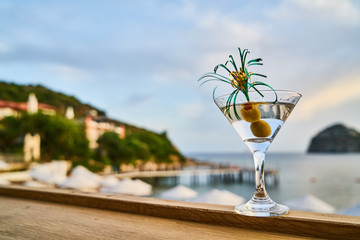 Tasty alcoholic beverage in a hotel