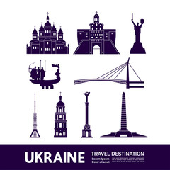 Fototapeta premium Ukraine travel destination grand vector illustration.