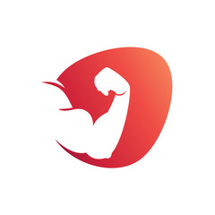 Sport Club and Fitness Gym Logo, Hand of Bodybuilder Logo. Brawny Arm. Sports Emblem