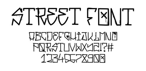 Tag Graffiti font, street tag alphabet, Vector Handwritten typography. Dirty street style, urban calligraphy. Tag font, trandy grapffiti alphabet. Vector © SergeyBitos