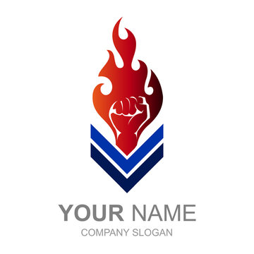  logo hand with hot fire, logo ready to use