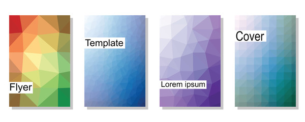 Abstract multi-color composition. Vector template for cover, flyer, banner. Polygonal background for advertising poster. The texture of the backdrop, icons, page