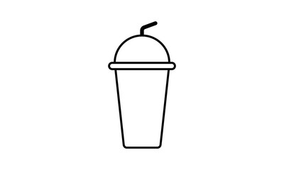 milkshake outline icon, refreshing beverage glass symbol, plastic cup with straw and cup 