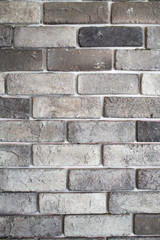 Black and Grey colour  striped bricks on white concrete wall texture background, Interior decoration room concept