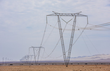 High voltage lines and power pylons