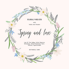 Round frame with flowers.